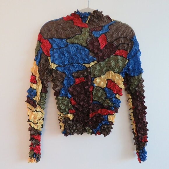 BRAIN DEAD Scrunch Crinkle Pleated Abstract Artsy Colorful Pullover Top Sz S/M - Picture 12 of 16
